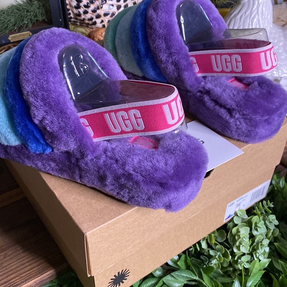 Ugg Pride Fluff Yeah Wedge Slide with Elasticated Strap - Picture 5 of 16